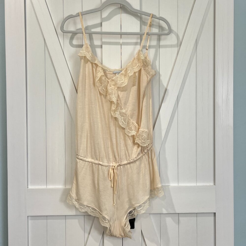 Eberjey Cream Ruffle Lace Romper Pajama - Picture 2 of 6